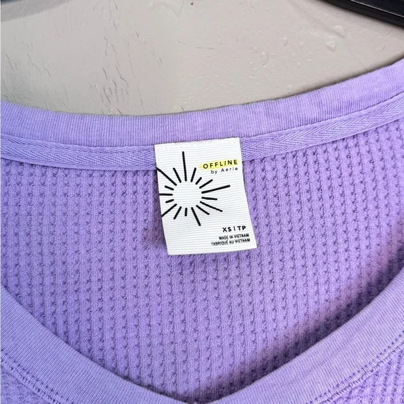 Aerie Lavender V-Neck Waffle Knit Sweater - Picture 5 of 6